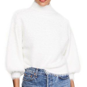 NWOT Line & Dot Fuzzy Ivory Alder Sweater S